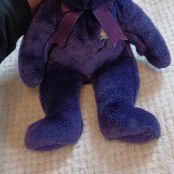 Ty Beanie Baby Princess Diana Bear 1997 rare purple retired white rose teddy - Picture 8 of 14